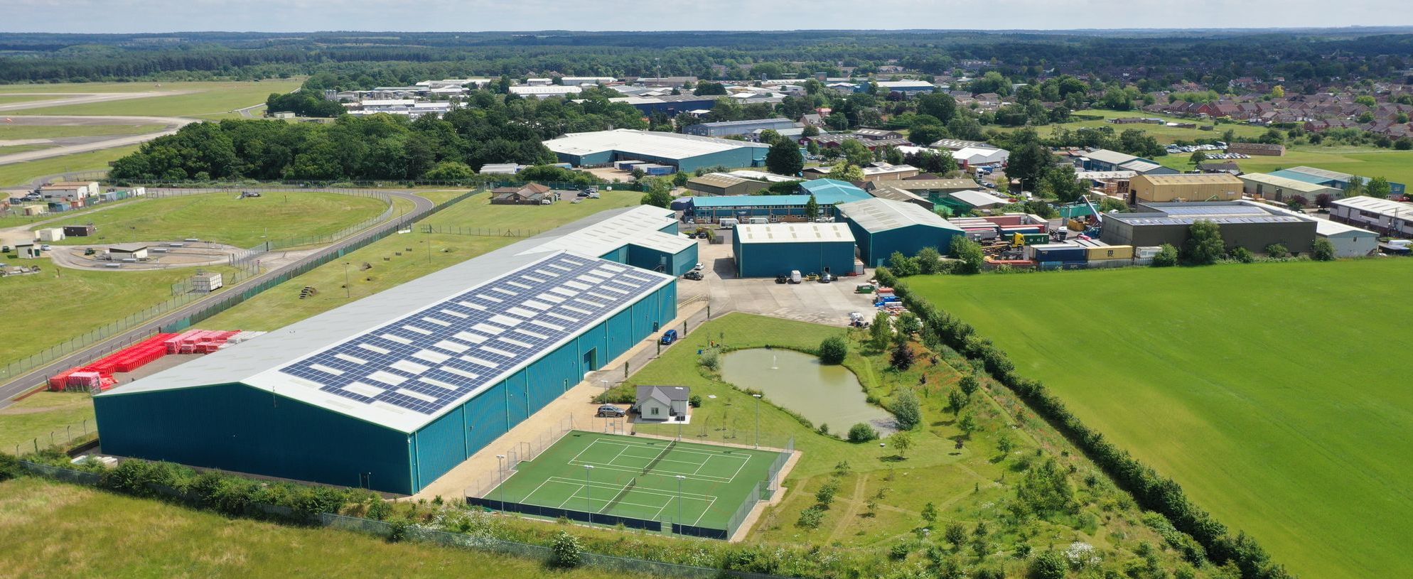 RPV Global’s site in Mildenhall, Suffolk, complete with staff tennis courts and a nature reserve